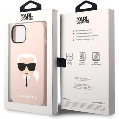 Ovitek za Apple iPhone 14 Plus, Karl Lagerfeld, Silicone Karl's Head, Roza