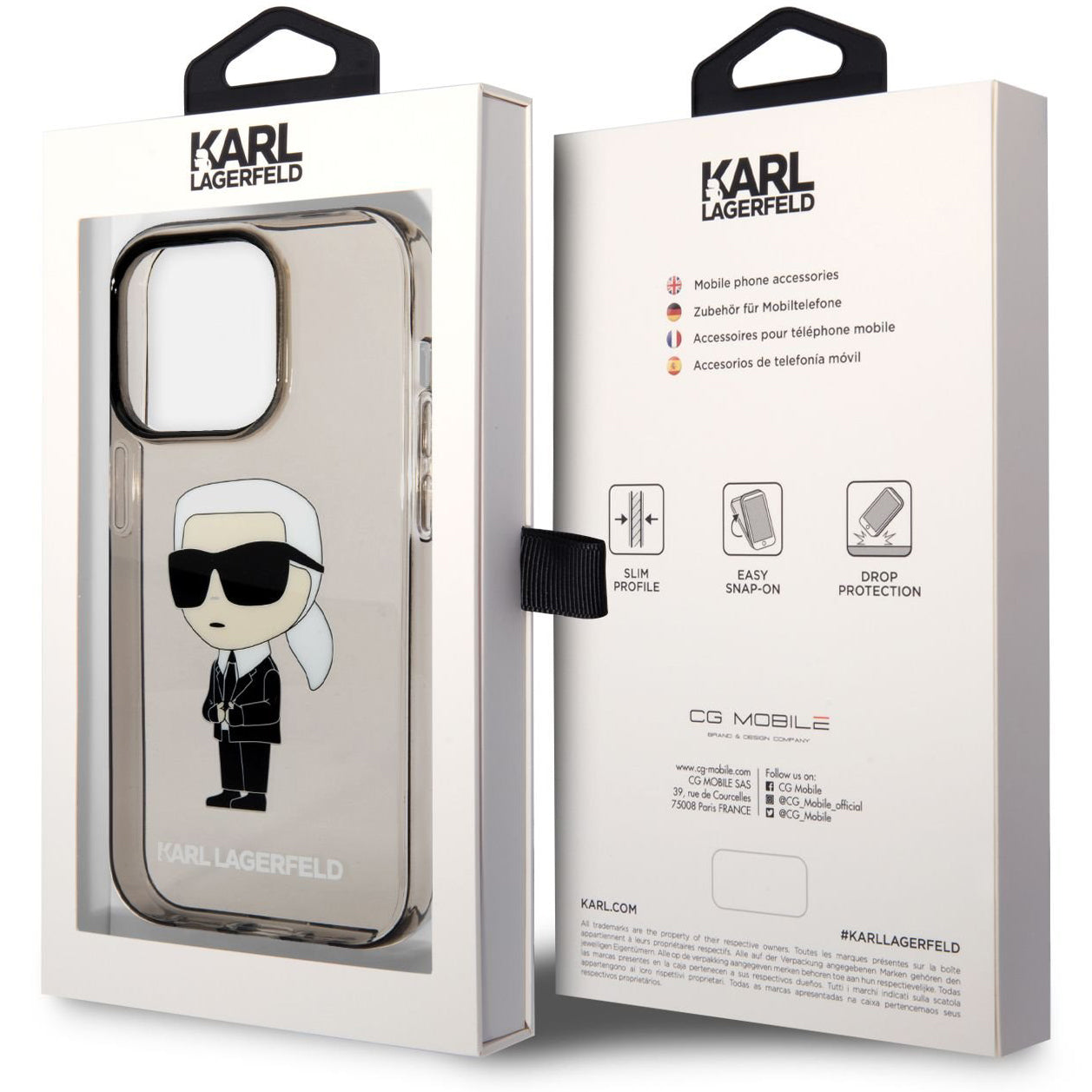 Ovitek za Apple iPhone 14 Pro Max, Karl Lagerfeld, IML Ikonik NFT, črn