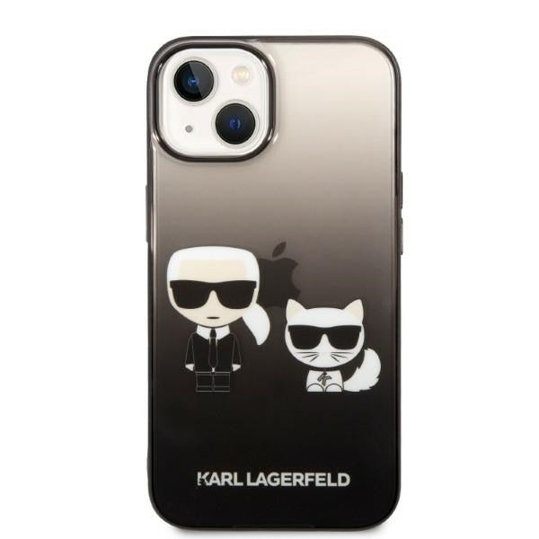 Ovitek za Apple iPhone 14 Plus, Karl Lagerfeld, Gradient Karl & Choupette, Črn