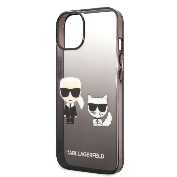Ovitek za Apple iPhone 14 Plus, Karl Lagerfeld, Gradient Karl & Choupette, Črn
