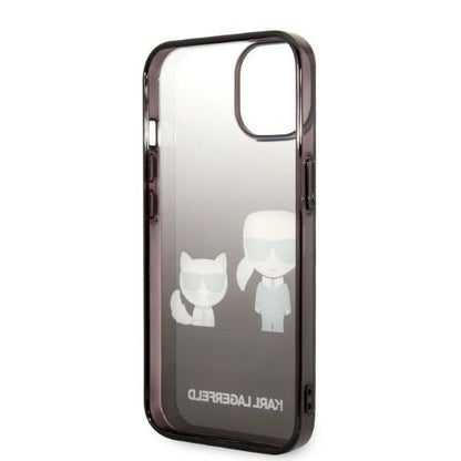 Ovitek za Apple iPhone 14 Plus, Karl Lagerfeld, Gradient Karl & Choupette, Črn