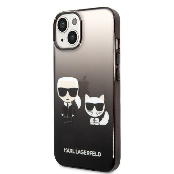 Ovitek za Apple iPhone 14 Plus, Karl Lagerfeld, Gradient Karl & Choupette, Črn