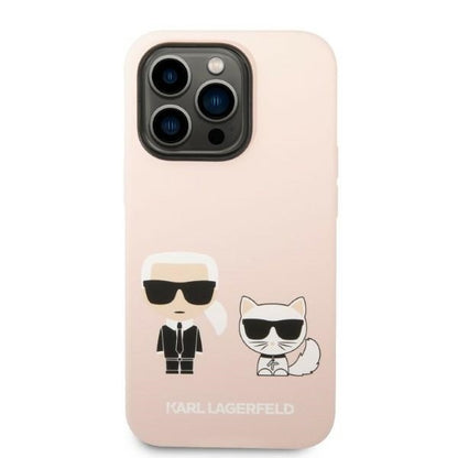 Ovitek MagSafe za Apple iPhone 14 Pro, Karl Lagerfeld, silikonsko telo Karl & Choupette, roza