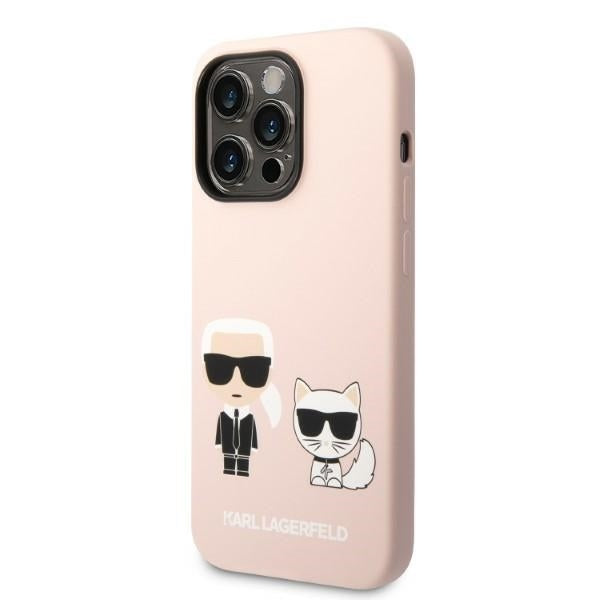 Ovitek MagSafe za Apple iPhone 14 Pro, Karl Lagerfeld, silikonsko telo Karl & Choupette, roza