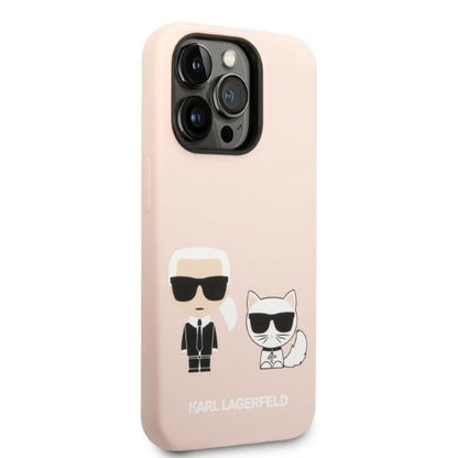 Ovitek MagSafe za Apple iPhone 14 Pro, Karl Lagerfeld, silikonsko telo Karl & Choupette, roza