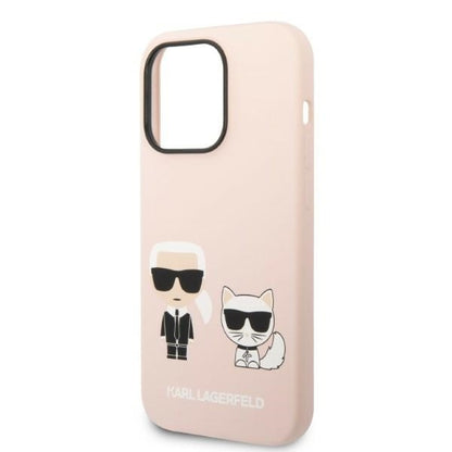 Ovitek MagSafe za Apple iPhone 14 Pro, Karl Lagerfeld, silikonsko telo Karl & Choupette, roza