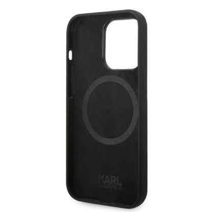 MagSafe Case for Apple iPhone 14 Pro, Karl Lagerfeld, Silicone Karl Head, Black