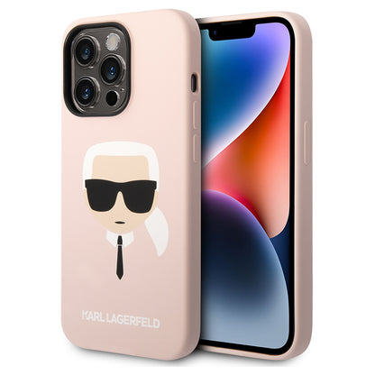 MagSafe Case for Apple iPhone 14 Pro, Karl Lagerfeld, Silicone Karl Head, Pink