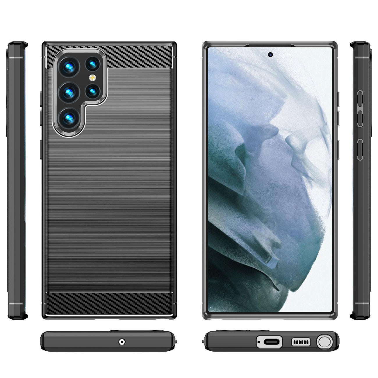Ovitek za Samsung Galaxy S23 Ultra S918, OEM, Karbon, Črn