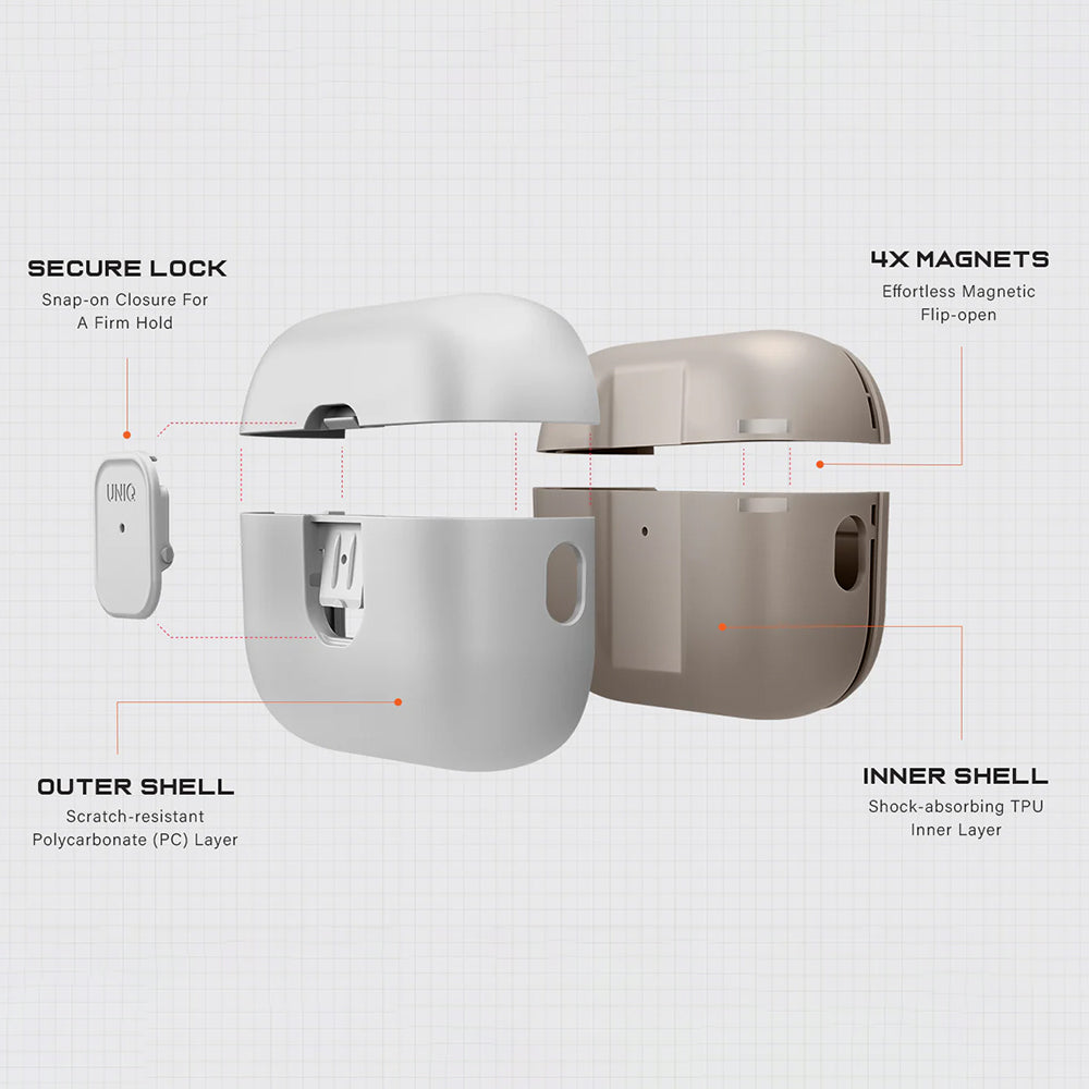 Ovitek UNIQ Clyde za Apple AirPods Pro 3, sivo bež