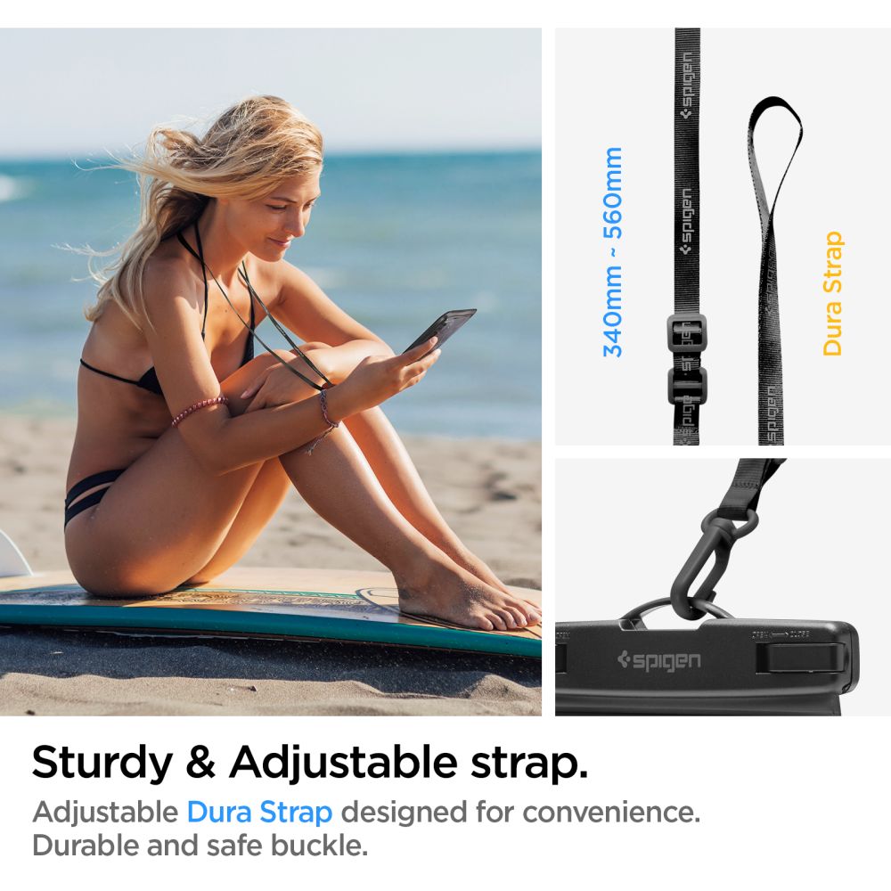 Univerzalna vodoodporna torbica za telefon 3.5inch - 7inch, Spigen, A601, Črna AMP04525