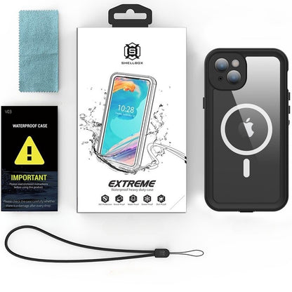 Vodoodporni ovitek MagSafe za Apple iPhone 15 Plus, ShellBox, črn