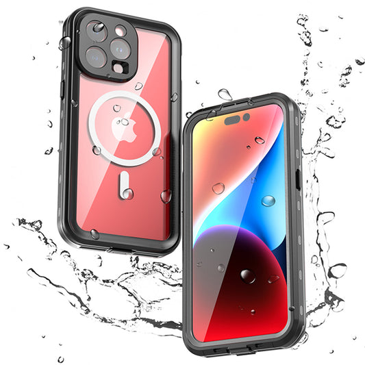 Vodoodporni ovitek MagSafe za Apple iPhone 15 Pro Max, ShellBox, črn