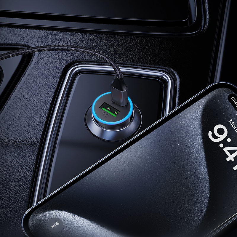 Avtomobilski polnilec Acefast B15, 65W, 3.25A, 1 X USB-A - 1 x USB-C, siv