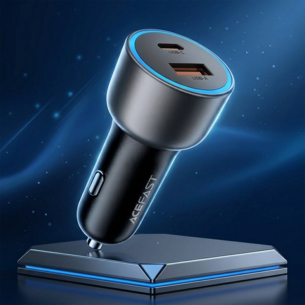 Avto polnilec Acefast B21, 75W, 3A, 1 x USB-A - 1 x USB-C, Siva