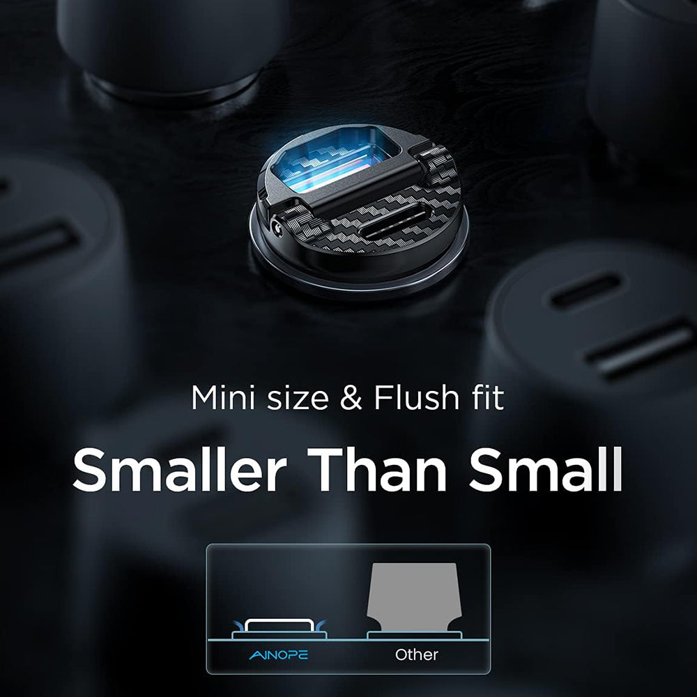 Avtomobilski polnilec Ainope, 30W, 5A, 1 x USB-A - 1 x USB-C, črn