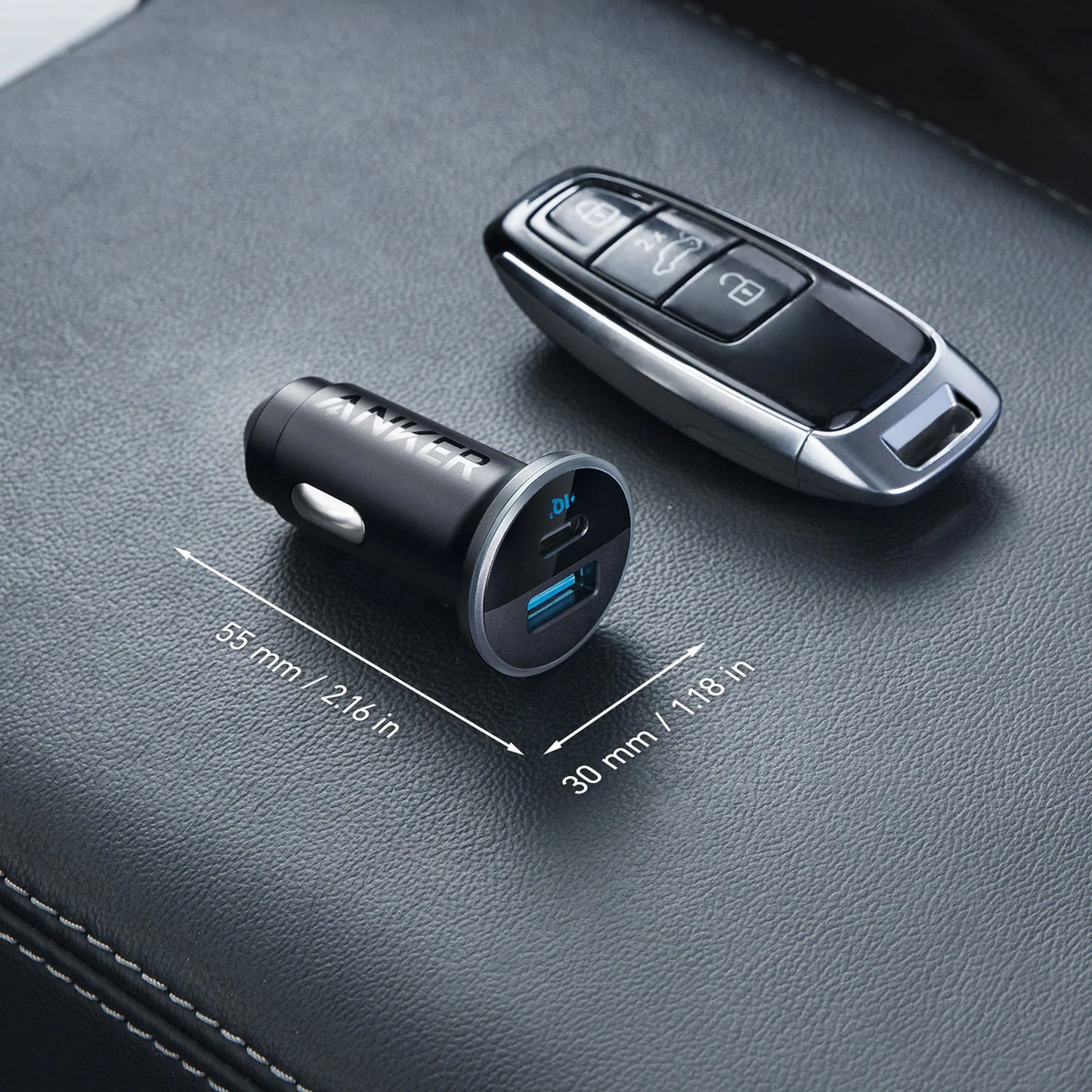 Avto polnilec Anker 323, 52,5W, 3A, 1 x USB-A - 1 x USB-C, Črn, Ponovno zapakiran A2735G11