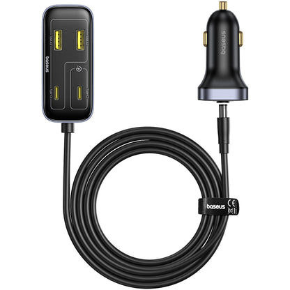 Avtomobilski polnilec Baseus BackseatPal L1, 110W, 3A, 3 x USB-A - 3 x USB-C, Črn C00081100121-00
