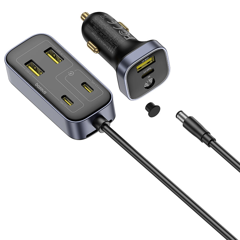 Avtomobilski polnilec Baseus BackseatPal L1, 110W, 3A, 3 x USB-A - 3 x USB-C, Črn C00081100121-00