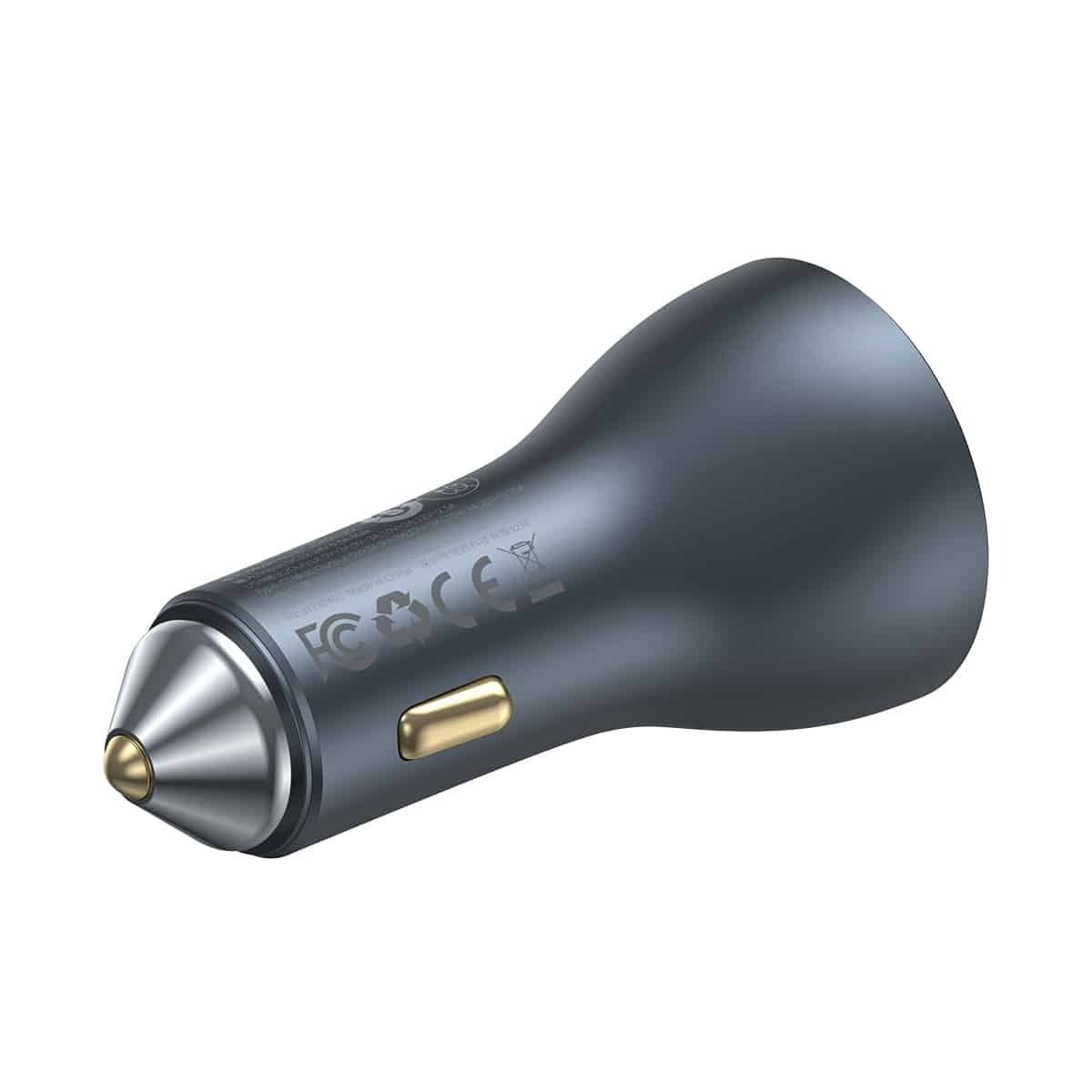 Avtomobilski polnilec Baseus Golden Contactor Pro, 65W, 3A, 1 x USB-A - 2 x USB-C, Siv C00035202841-00