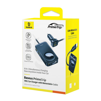 Avtomobilski polnilec Baseus PrimeTrip VW1, 105W, 3A, 3 x USB-A - 2 x USB-C, Črn C00069000121-00