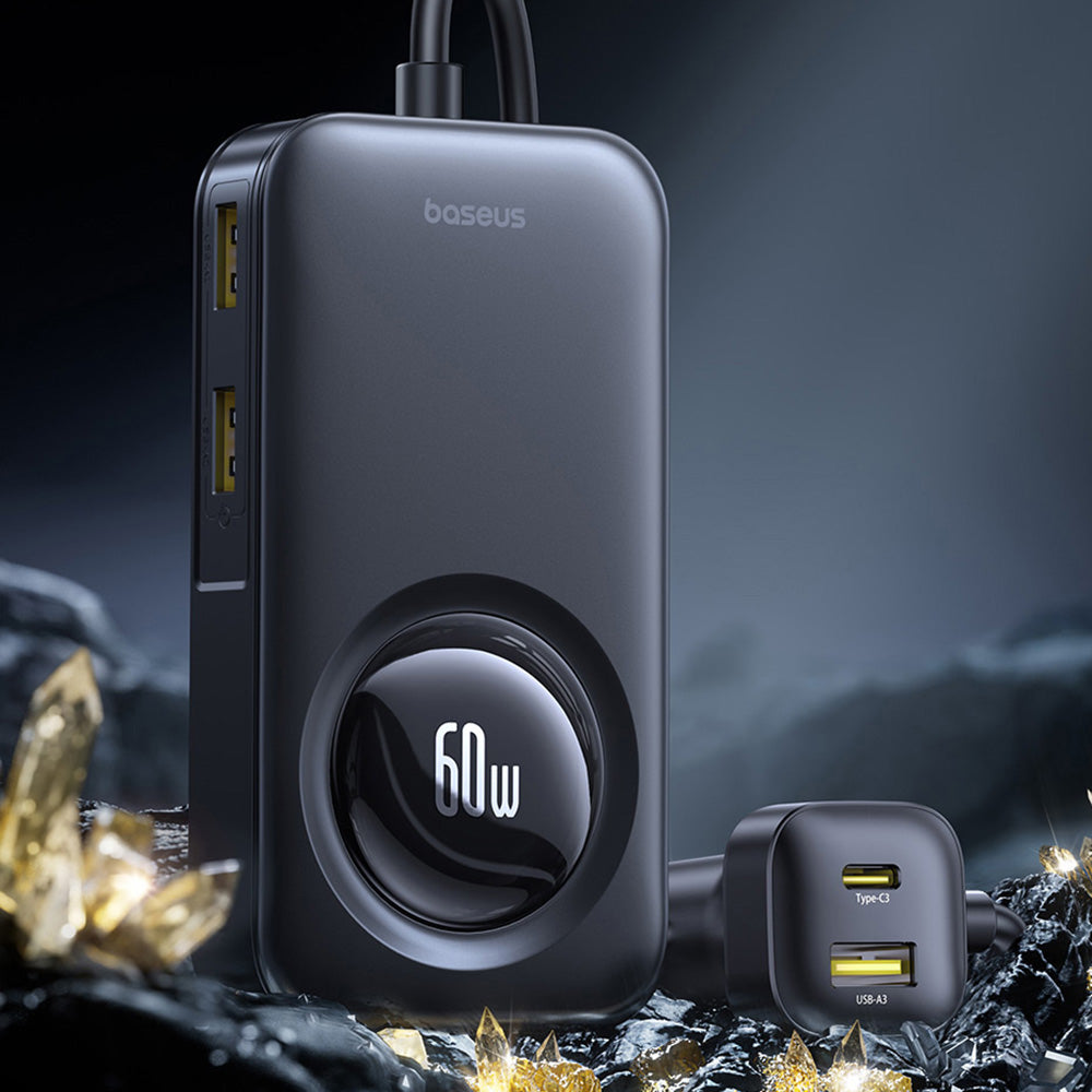 Avtomobilski polnilec Baseus PrimeTrip VW1, 105W, 3A, 3 x USB-A - 2 x USB-C, Črn C00069000121-00