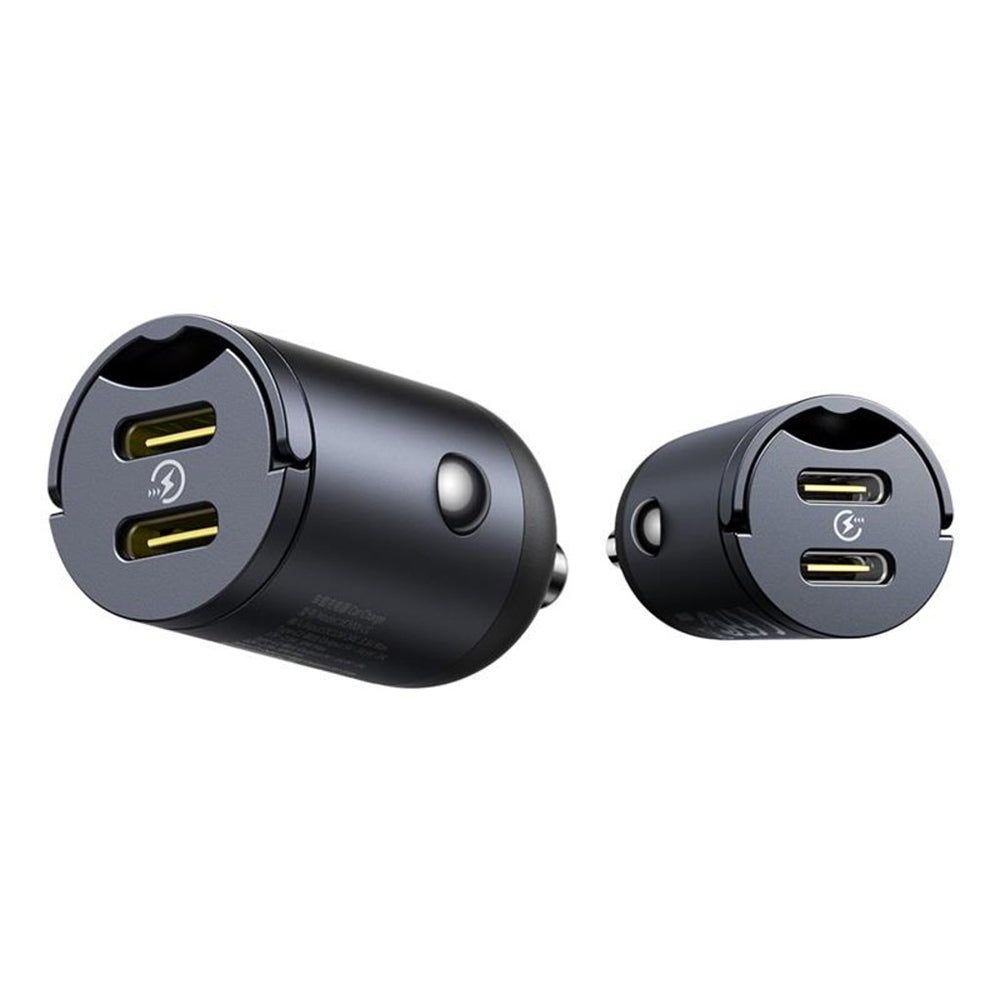 Avtomobilski polnilec Baseus Tiny Star, 30W, 3A, 2 x USB-C, Črn C00035001121-03