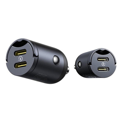 Avtomobilski polnilec Baseus Tiny Star, 30W, 3A, 2 x USB-C, Črn C00035001121-03