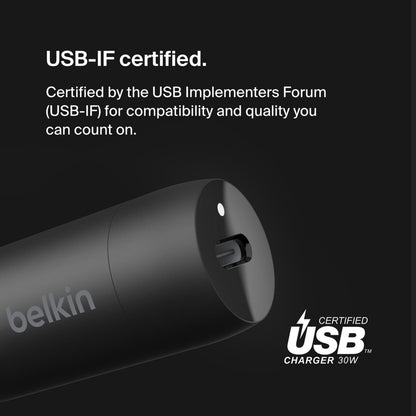 Avto polnilec Belkin BoostCharge, 30W, 3A, 1 x USB-C, Črn CCA004btBK