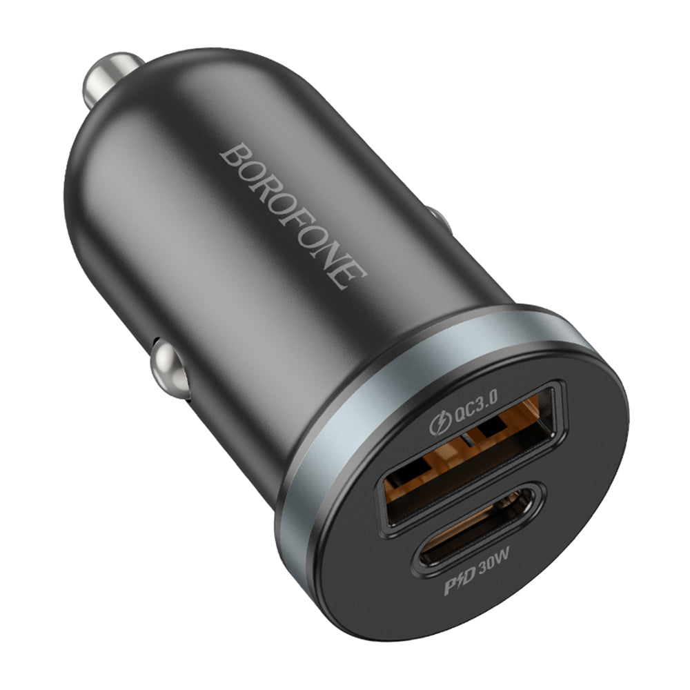 Avtomobilski polnilnik Borofone BZ22 Scenery, 30 W, 3A, 1 x USB-A - 1 x USB-C, črn 