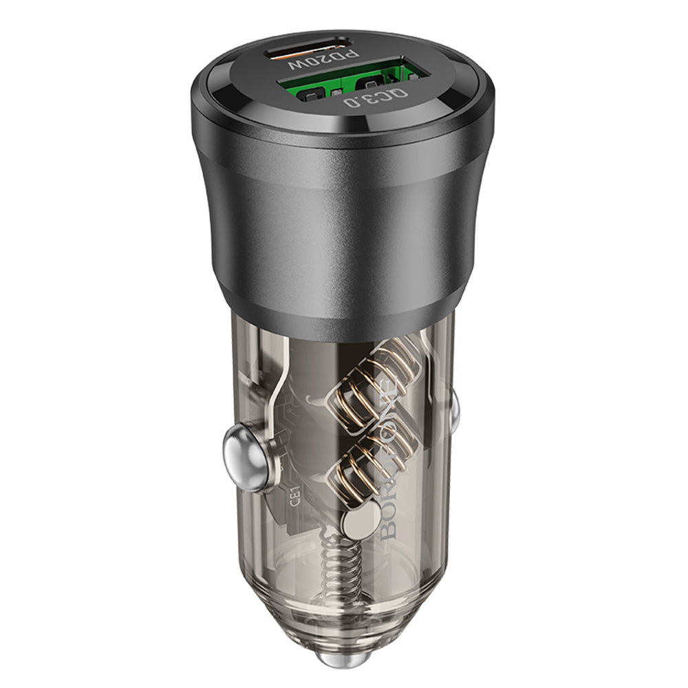 Avtomobilski polnilec Borofone BZ25 Journey, 38W, 3A, 1 x USB-A - 1 x USB-C, črn