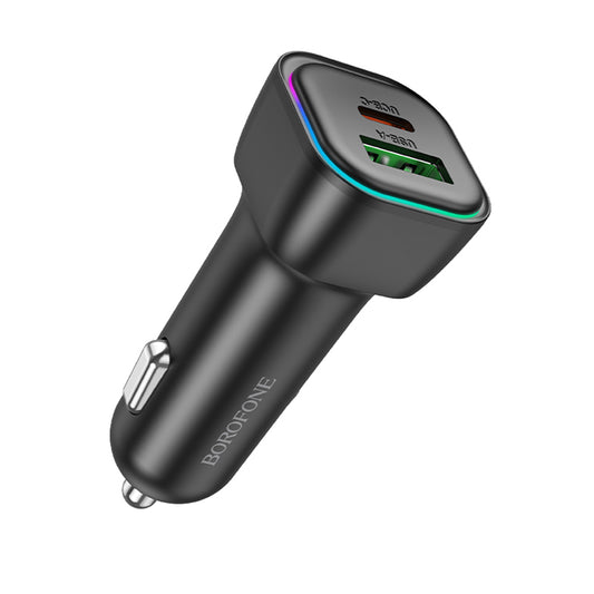 Avtomobilski polnilec Borofone BZ28A Trophie, 30W, 3A, 1 x USB-A - 1 x USB-C, črn