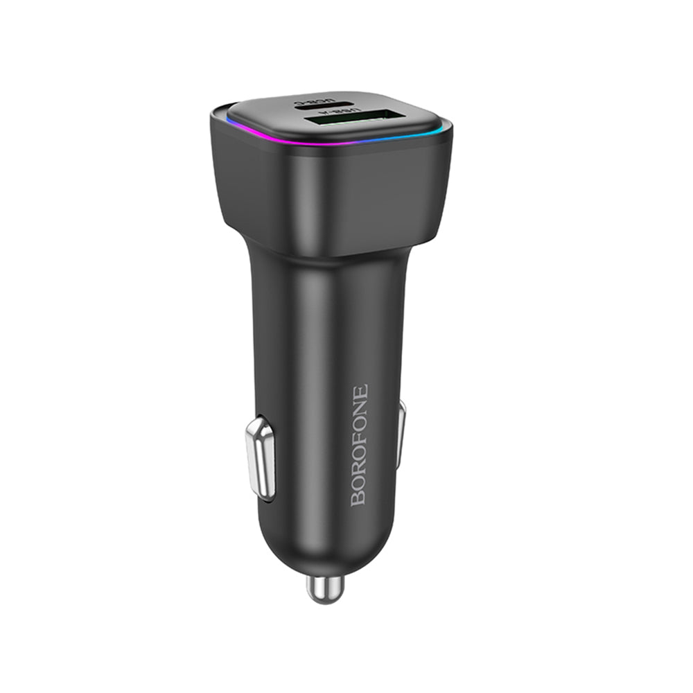 Borofone BZ28A Trophie Car Charger, 30W, 3A, 1 x USB-A - 1 x USB-C, Black