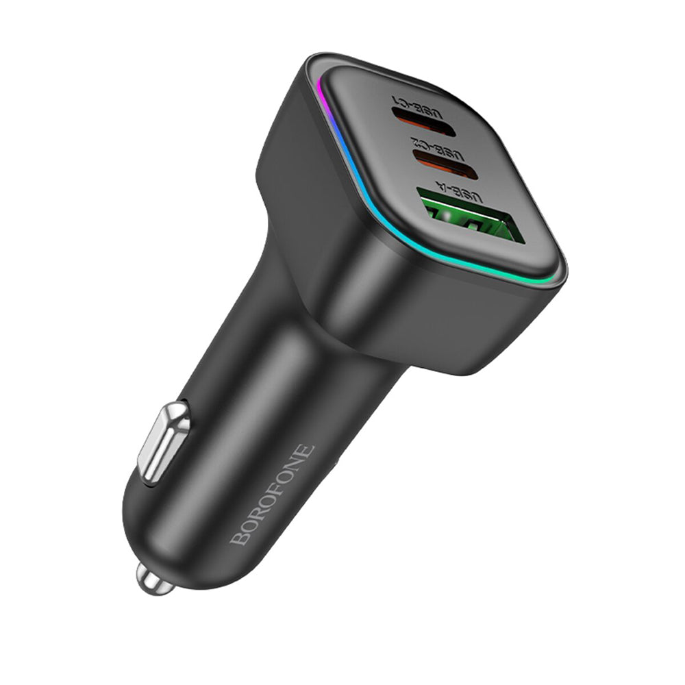 Avtomobilski polnilec Borofone BZ28C Trophie, 60W, 3A, 1 x USB-A, 2 x USB-C, črn
