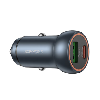 Avtomobilski polnilec Borofone BZ32A Fresh, 30W, 3A, 1 x USB-A - 1 x USB-C, Siv