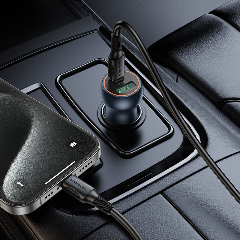 Avtomobilski polnilec Borofone BZ32B Fresh, 48W, 3A, 1 x USB-A - 1 x USB-C, Siv