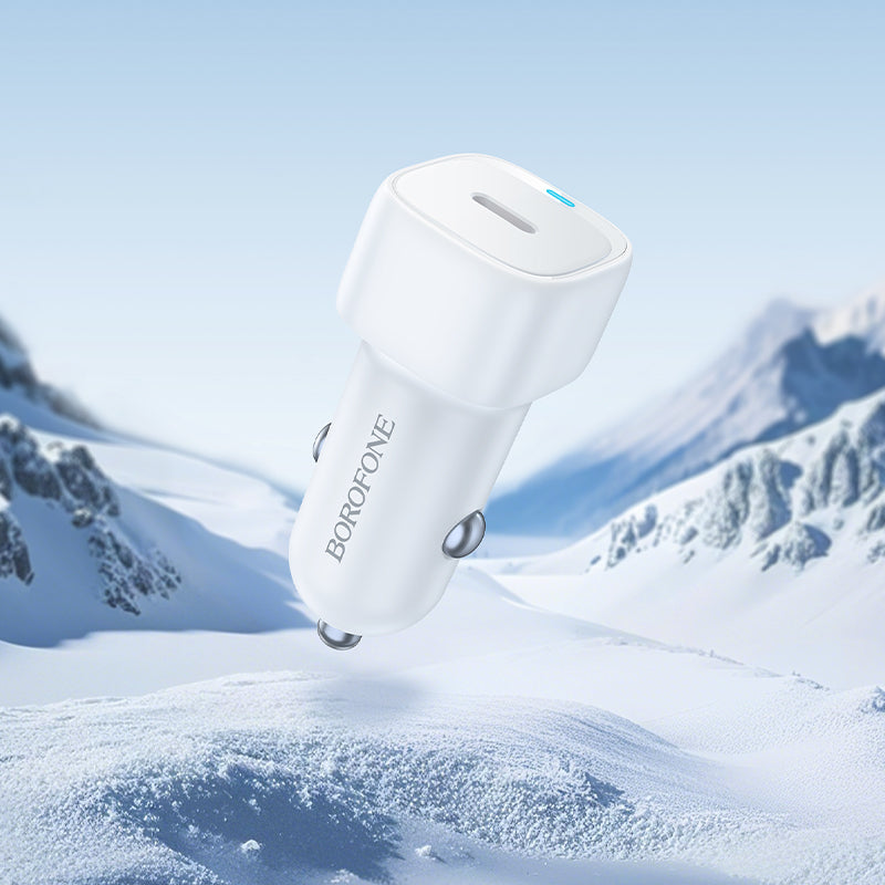 Avtomobilski polnilec Borofone BZ34A Cloud, 20W, 3A, 1 x USB-C, Bel