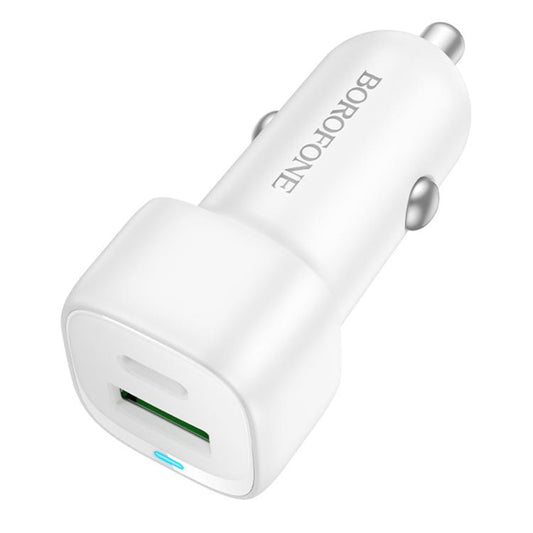 Avtomobilski polnilec Borofone BZ34B Cloud, 20W, 3A, 1 x USB-A - 1 x USB-C, Bel