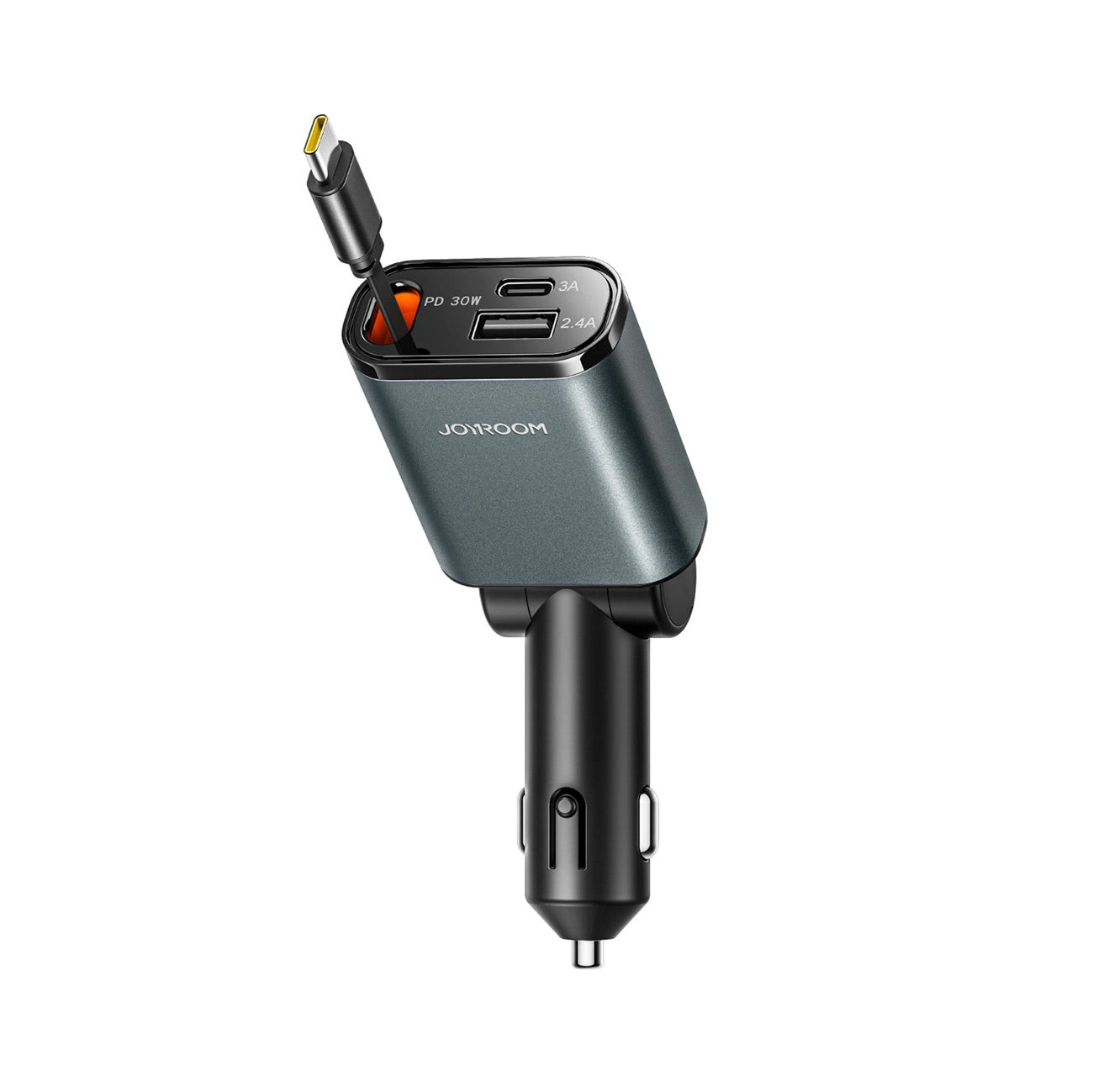 Avtomobilski polnilec z USB-C kablom Joyroom JR-CCL07, 30W, 3A, 1 x USB-A - 1 x USB-C, siv