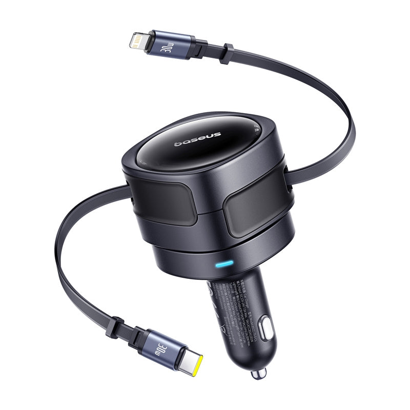 Avtomobilski polnilec z USB-C / Lightning kablom Baseus Enjoyment Max, 60W, 3A, črn C00035507121-00