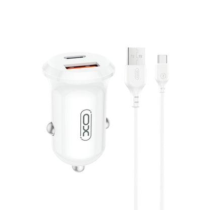 Avtomobilski polnilec s kablom USB-C XO Design CC69, 30W, 3A, 1 x USB-A - 1 x USB-C, Bel