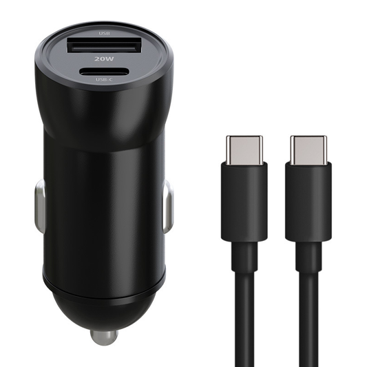 Avtomobilski polnilec z USB-C kablom MaXlife MXCC-04, 20W, 3A, 1 x USB-A - 1 x USB-C, črn