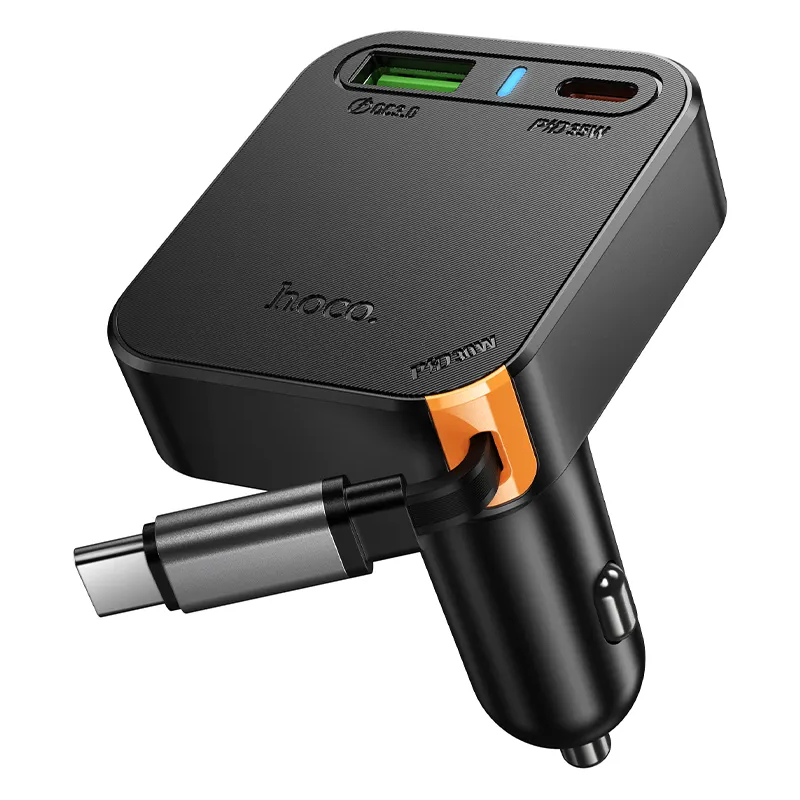 Car Charger with USB-C Cable HOCO NZ18, 65W, 3A, 1 x USB-A - 1 x USB-C, Black