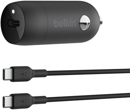 Avto polnilec z USB-C kablom Belkin BoostCharge, 30W, 3A, 1 x USB-C, črn CCA004bt1MBK-B6