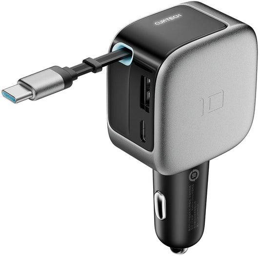 Avto polnilec s kablom USB-C Cuktech CC903P zaslon, 100W, 5A, 1 x USB-A - 1 x USB-C, siva