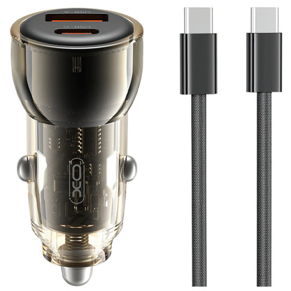 Avtomobilski polnilec z USB-C kablom XO Design CC60, 60W, 3A, 1 x USB-A - 1 x USB-C, črn