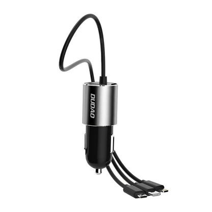 Avto polnilec z Lightning / microUSB / USB-C kablom Dudao R5ProN, 17W, 3.4A, 1 x USB-A, Črn