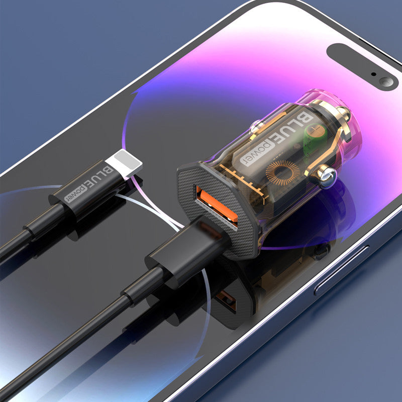 Avtomobilski polnilnik s kablom USB-C BLUE Power BCC50, 33 W, 3A, 1 x USB-A - 1 x USB-C, črn