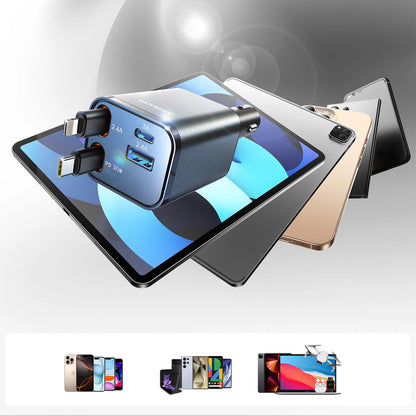Avtomobilski polnilec z USB-C / Lightning kablom Joyroom JR-CCL05, 30W, 3A, 1 x USB-A - 1 x USB-C, siv