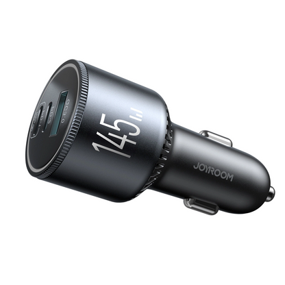 Joyroom JR-CCN07 Car Charger with USB-C Cable, 145W, 5A, 1 x USB-A - 2 x USB-C, Gray